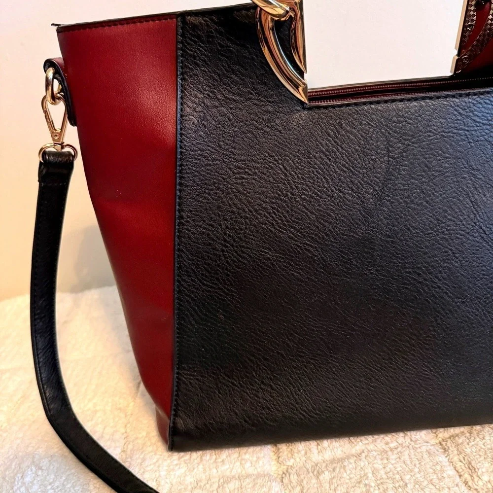 Dasein Colorblock Satchel Handbag Crossbody Zipper Adjustable Strap Professional